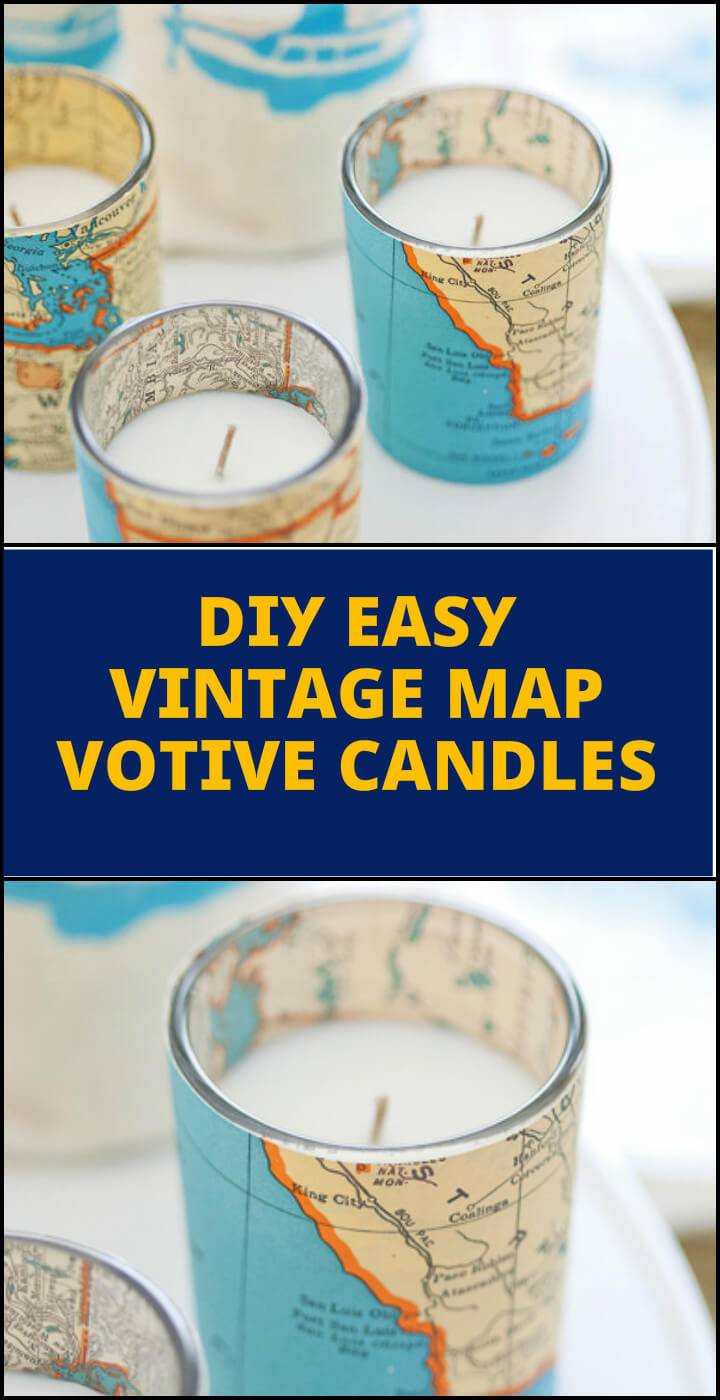 handmade easy vintage map votive